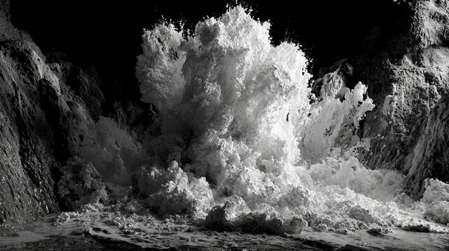 Monochromatic Power of a Turbulent Ocean Wave Crashing with Intense Spray and Foam