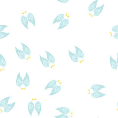 Obraz premium pattern doodle wing angel cartoon. object bird, render wallpaper, emblem feather doodle wing angel sign. seamless symbol vector illustration