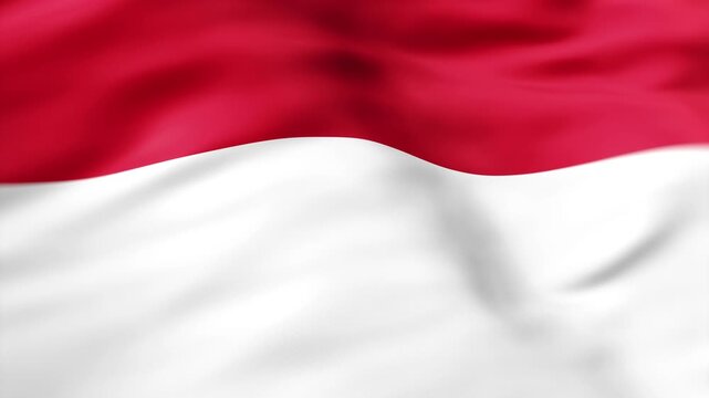 Realistic Monaco flag waving in the wind with detailed fabric folds and national background