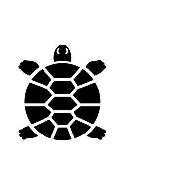 Black turtle icon silhouette isolated on white background for graphic design projects.
