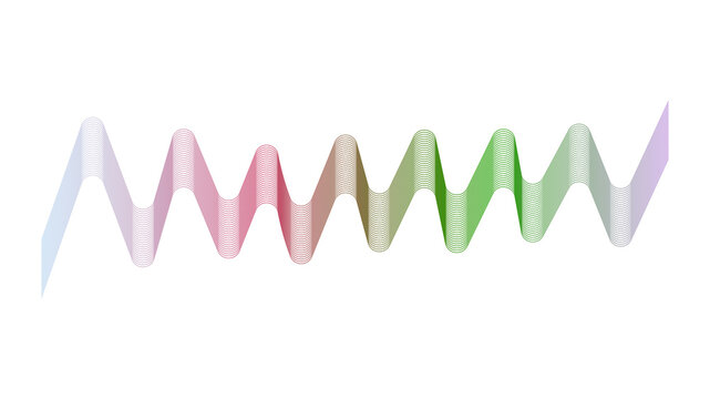 Colorful sine wave illustration with gradient spectrum against a transparent background