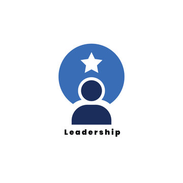 Business Leadership Icon, Minimalist Leader and Star Concept Vector Logo, Flat Design Symbol Isolated on White Background
