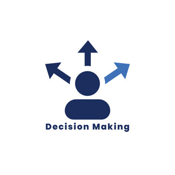 Decision Making Business Concept Icon with Person and Directional Arrows, Vector Illustration Isolated on White Background