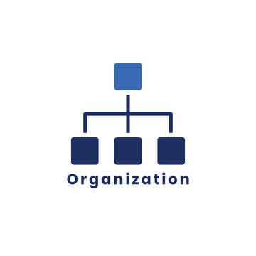 Organization Hierarchy Chart Icon, Business Structure and Corporate Workflow Vector Symbol Isolated on White Background
