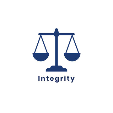 Integrity and Justice Scale Icon Flat Vector Illustration Isolated on White Background for Legal, Business Ethics, and Law Firm Logo Design