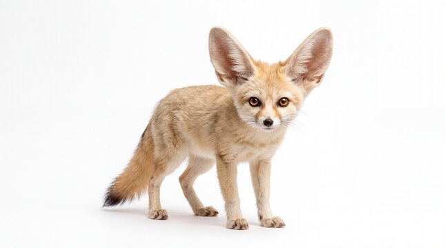 Cute fennec fox standing and looking at the camera
