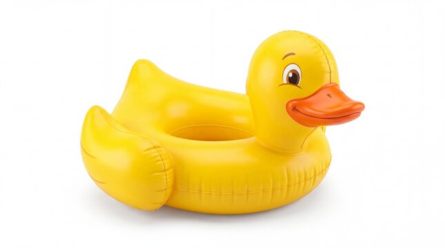 Yellow inflatable duck pool float for children