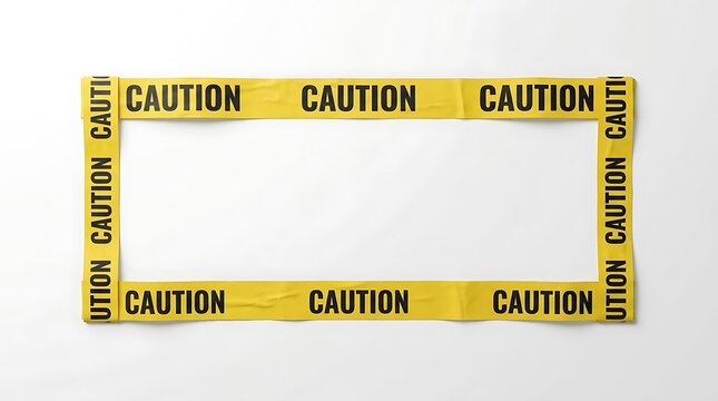 A neat caution tape border arranged in a rectangle on a clean white background