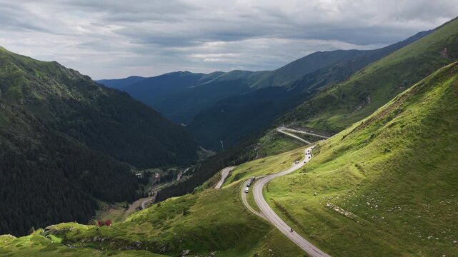 Broad Switchback Crossing Bright Alpine Hillside