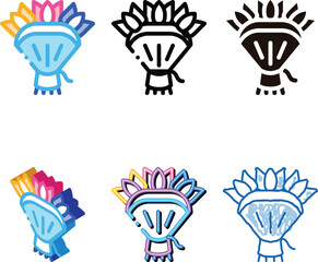Naklejka premium Bride Wedding Bunch Of Flowers Couple Vector Icon Sign Thin Line. Bunch Of Flowers Linear variants Pictogram. Party Preparation And Marriage Template Contour Concept