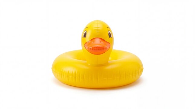 Yellow inflatable duck swimming ring for kids