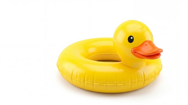 Yellow rubber duck inflatable swimming pool float ring