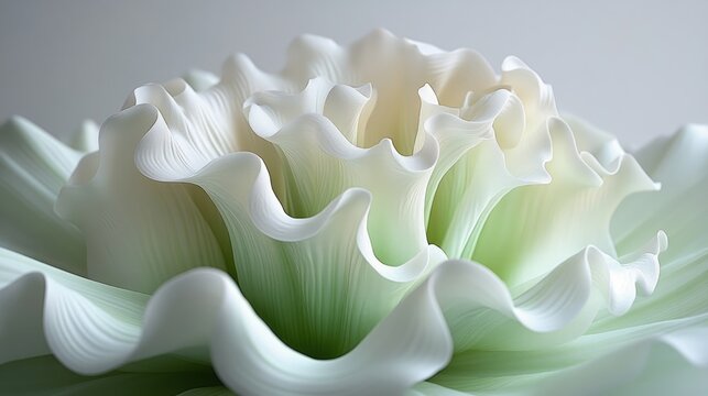 A lovely white flower with ruffles and green undertones exudes natural elegance