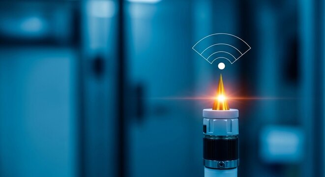 Modern technology device transmitting wireless signals, symbolizing advanced digital connectivity and data flow.