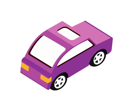 Purple isometric car icon representing modern transportation
