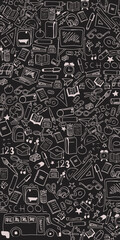 Fototapeta premium School Doodle Seamless Pattern with Education Icons on Background