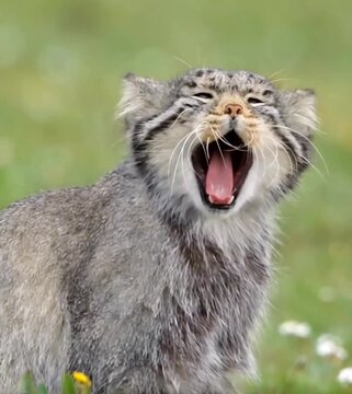 A Pallas cat in happy mod and playing