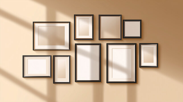 Wooden border templates with clothesline design provide creative display solutions for posters, certificates, and modern gallery arrangements.