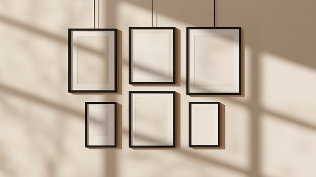 Wooden border templates with clothesline design provide creative display solutions for posters, certificates, and modern gallery arrangements.