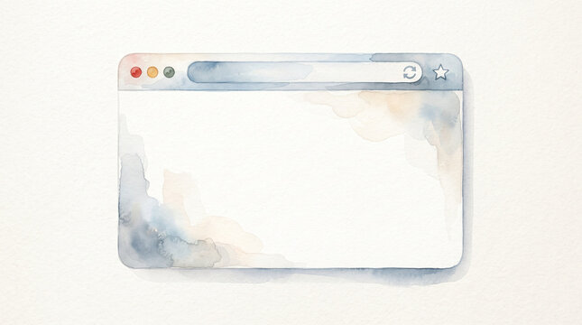 Watercolor browser window frame on textured paper background