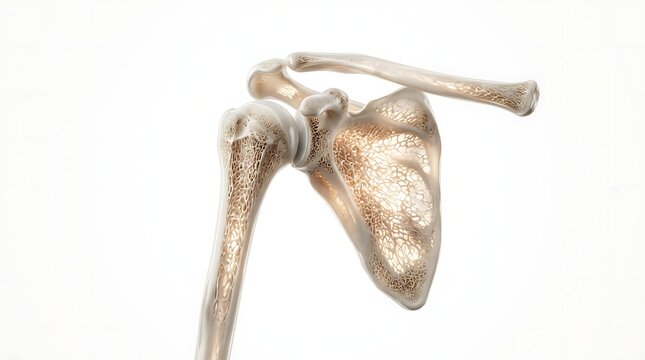 Human shoulder joint with osteoporosis bone structure illustration