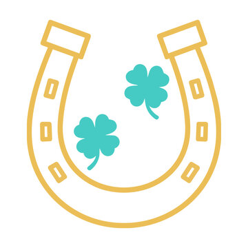 Minimalist horseshoe icon with clean monoline outline design on a white background, luck and success concept