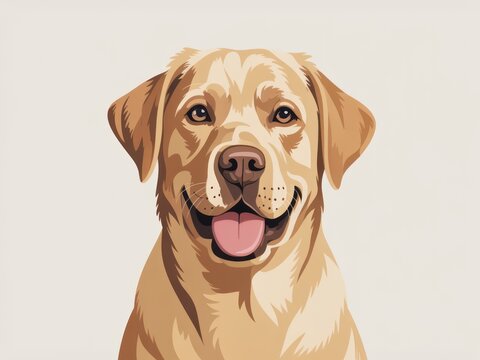 Happy yellow labrador retriever dog face portrait front view smiling