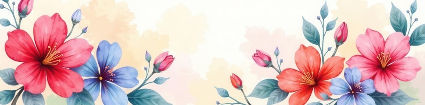 Loose, vibrant watercolor blooms in a soft palette , pastel, orange, blossom
