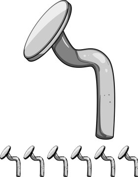 tool bent nail cartoon. sign sharp, carpentry stick, hardware construction tool bent nail sign colorful illustration