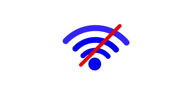 Wireless signal strength indicator progression from strong to no connection on black and white background