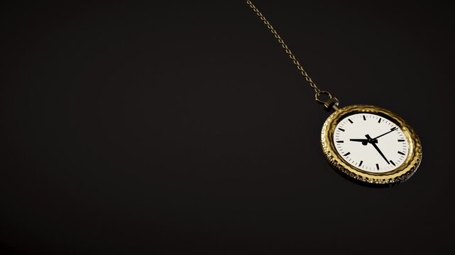 Gold Pocket Watch Swinging in Slow Motion Seen From Below