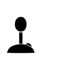 Black silhouette icon of a retro arcade joystick controller for gaming and entertainment. © khan