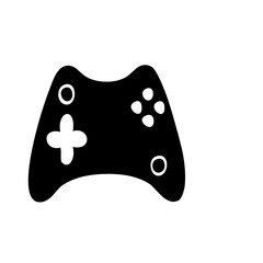 Black video game controller icon isolated on white background for gaming design projects © khan