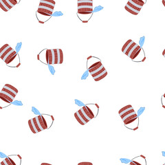 Obraz premium pattern clean bucket water cartoon. full color, pot empty, handle basin clean bucket water sign. seamless symbol vector illustration