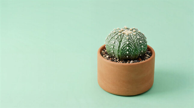 Astrophytum asterias cactus in terracotta pot
