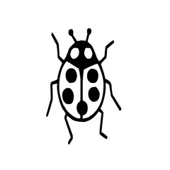 Minimalist black and white ladybug icon vector illustration for graphic design projects © Salma