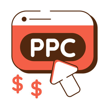 Conceptual flat design icon of pay per click
