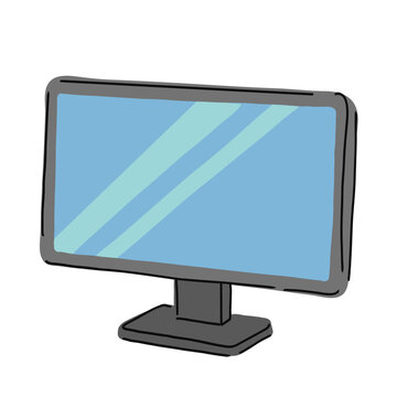 Hand drawn vector illustration of a computer monitor isolated on white background.