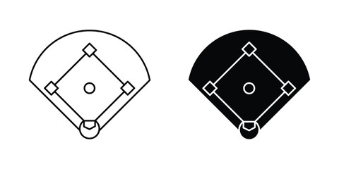Fototapeta premium Baseball Field Top View Vector Icon Set