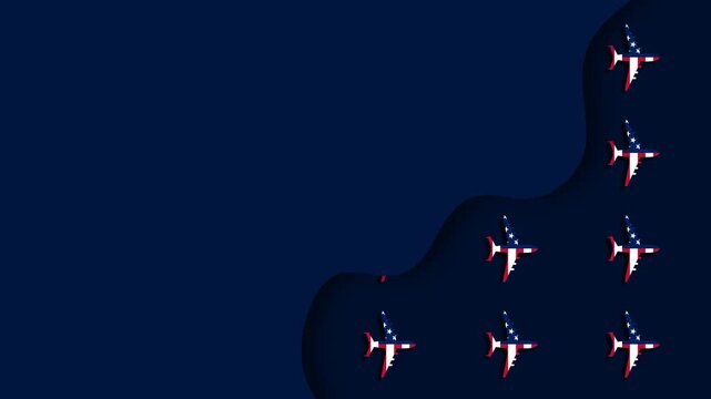 US Air Force Birthday Celebration with Neon Fighter Jets Flying in Formation.