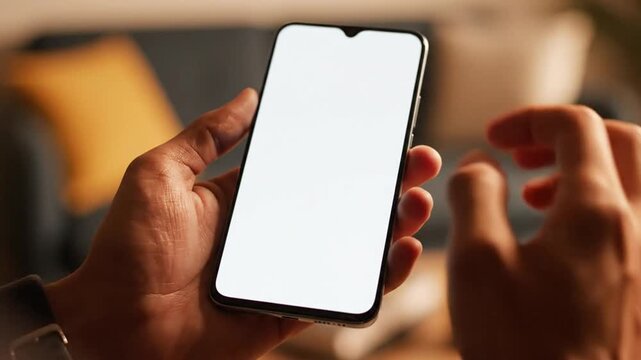 Unveiling smartphone user interaction showcasing finger gestures on a bright blank mobile display