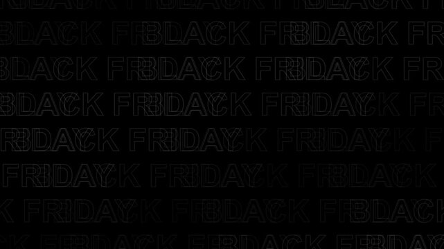 Black friday text pattern with dark embossed letters on a solid black background for retail marketing and seasonal shopping sale promotions and luxury brand advertising design 4K Motion Video