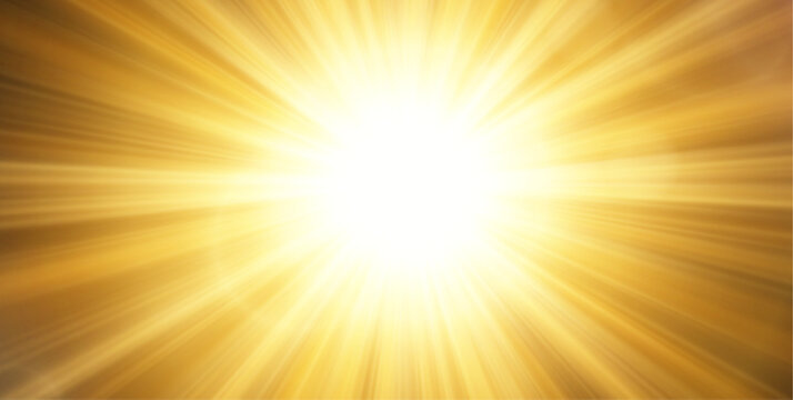 Powerful golden starburst with bright explosive light rays background