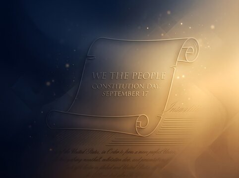 We The People glowing scroll Constitution Day background