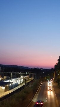 July 3rd, 2026. Illuminated Streets View of Luton City of England United Kingdom After Sunset Night. Wide Angle Camera Footage Was Captured During Walk at Night.