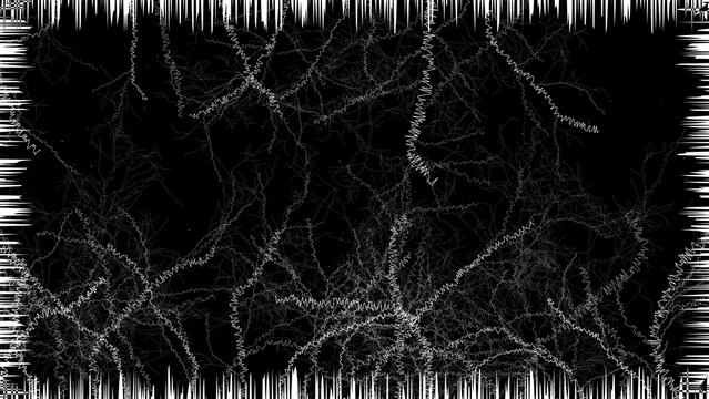 Abstract grunge texture with white lightning cracks on black