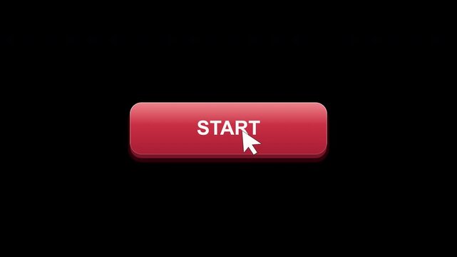 Premium Red Start Button Click Animation With White Cursor Pointer