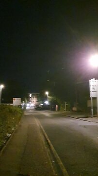 July 3rd, 2026. Illuminated Streets View of Luton City of England United Kingdom After Sunset Night. Wide Angle Camera Footage Was Captured During Walk at Night.