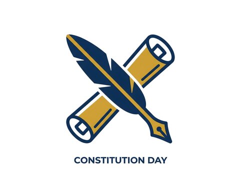 Constitution Day logo icon crossed quill and scroll
