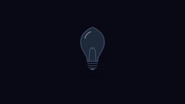 Bright glowing yellow light bulb icon symbol representing a new creative idea and innovation concept isolated against a dark blue background for business marketing and technology design projects